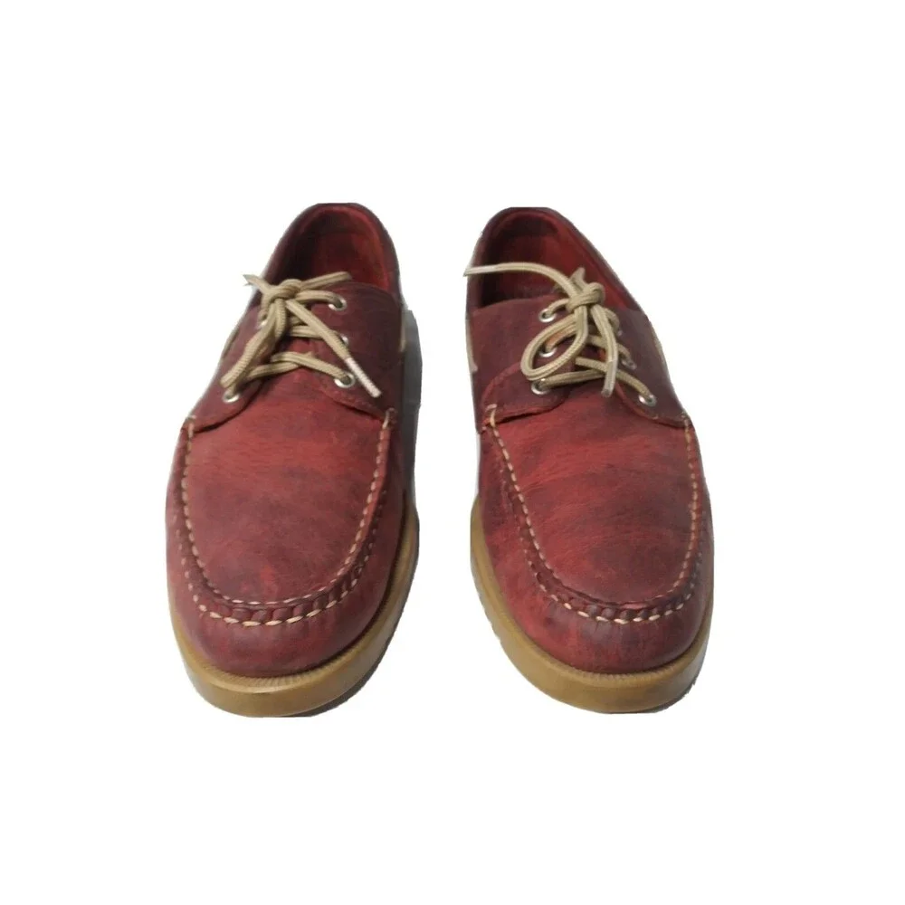 Allen Edmonds Harbour  Boat Shoes Mens Size 10 D Rustic Chilli Red